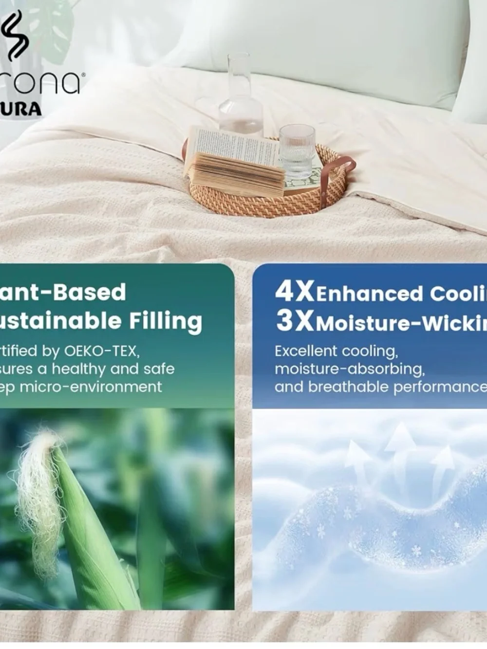 Waffle Cooling Comforter Twin Size, Q-Max 0.45 Reversible Lightweight Cooling